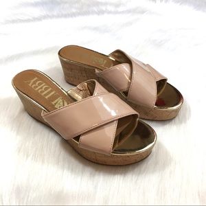 Sam & Libby Nude Open Toe Wedge Sandals Size 8